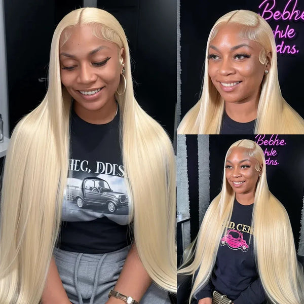 613 Honey Blonde Bone Straight Lace Front Human Hair Wigs 30 Inch Brazilian 13x4 13x6 Hd Transparent Lace Frontal Wig For Women